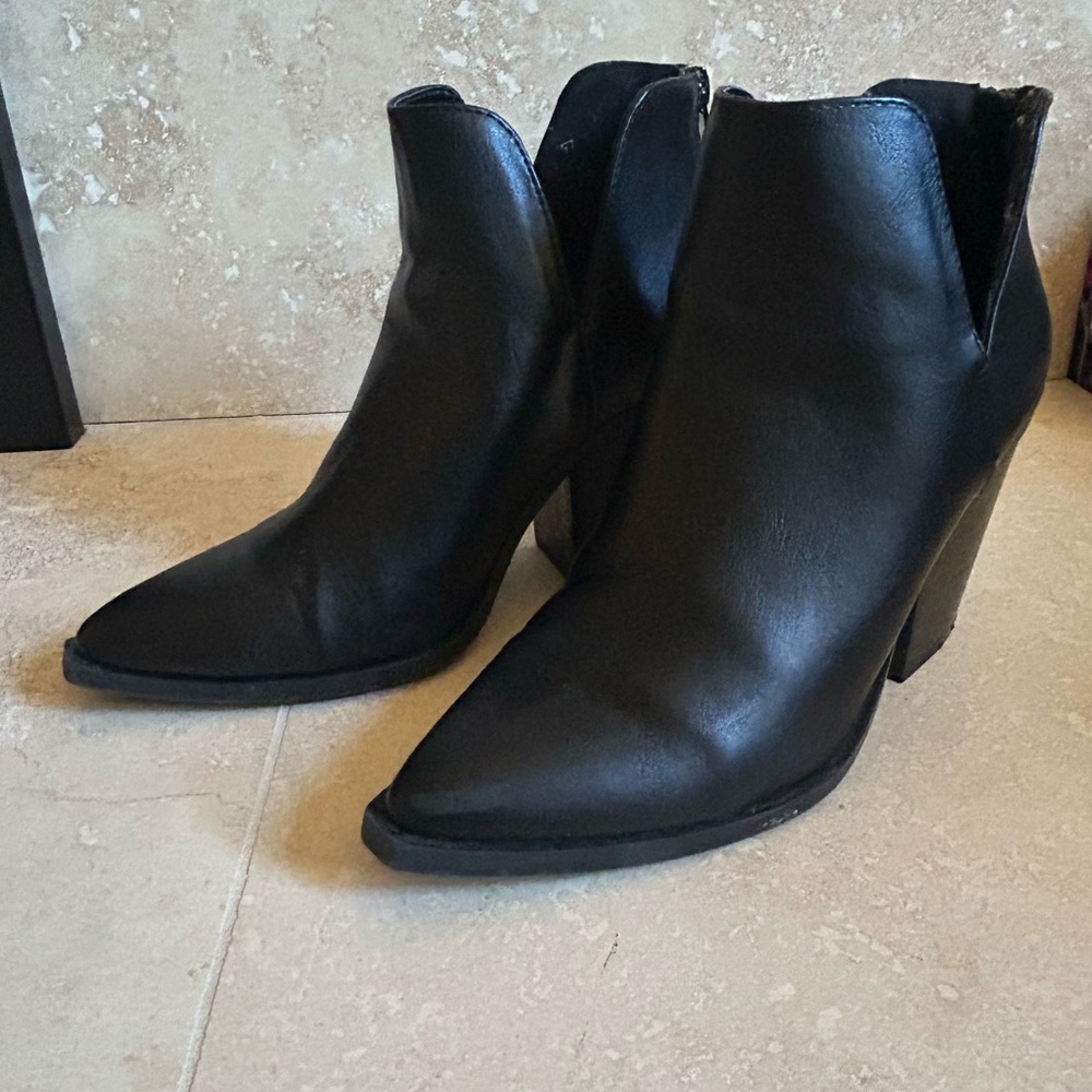 Black Leather Ankle Boots
